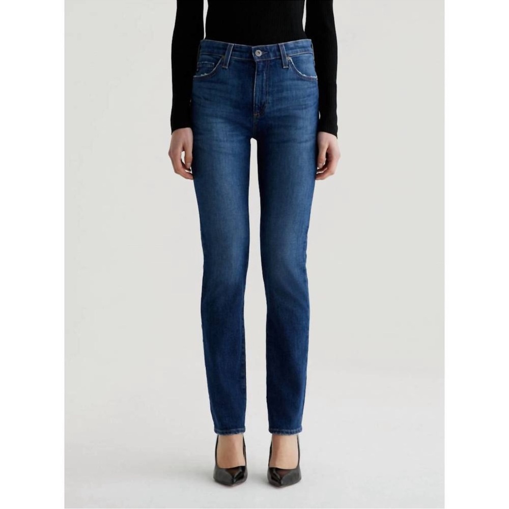 AG JEANS Mari mid-rise straight leg in med indigo, size 30